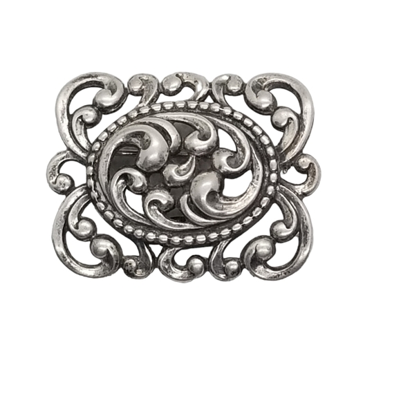 DANECRAFT VINTAGE 1940s STERLING SILVER ART NOUVEAU DESIGN BROOCH - Picture 1 of 4